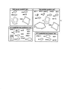 Gasket Sets/Overhaul Kit Diagram and Parts List for 185400-185499 0412-0599 Briggs and Stratton Engine